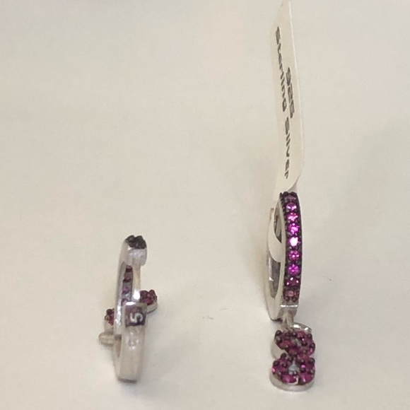 925 Silver infinity earrings cz stones hoop - Picture 5 of 6